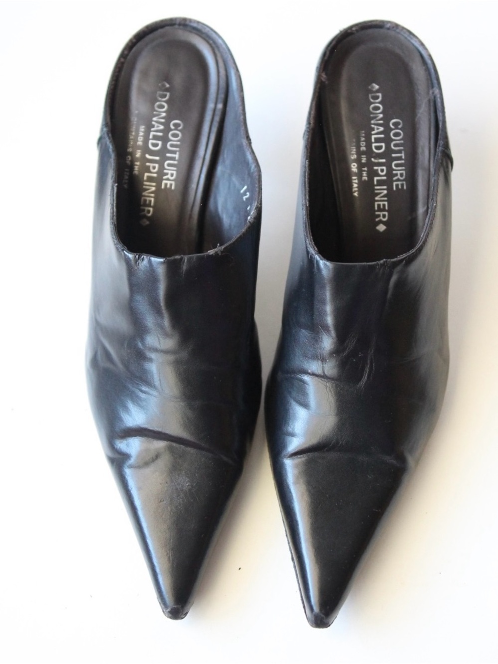 Donald J. Pliner Black Pointed Leather Slip-On Mule US size 9.5